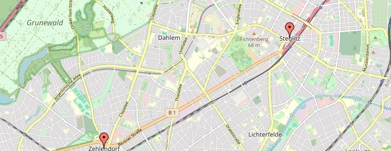 Stadtbezirk Steglitz-Zehlendorf Karte