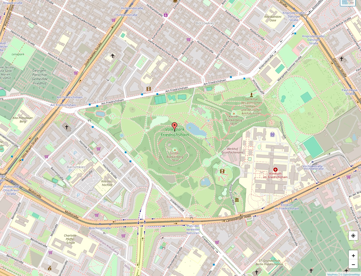 Volkspark Friedrichshain Karte